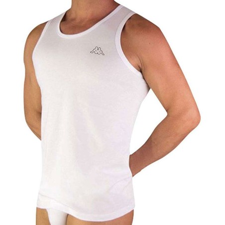 3 Canottiere uomo Kappa a spalla larga in cotone pettinato con logo