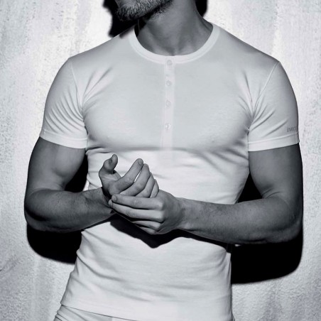 3 T-shirt uomo Coveri manica corta a serafino in cotone bi-elastico