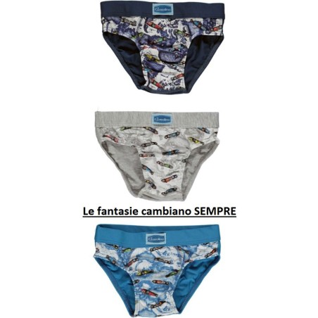 6 Slip bambino Emy in cotone elasticizzato con stampa ed elastico interno