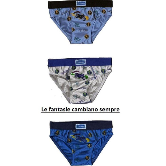 6 Slip bambino Emy in cotone elasticizzato con stampa ed elastico interno
