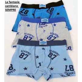 6 Boxer bambino Emy in cotone elasticizzato con stampa ed elastico interno