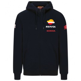 Felpa uomo Repsol Honda Ufficiale blu con logo, tasche e cappuccio