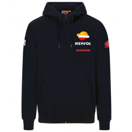 Felpa uomo Repsol Honda Ufficiale blu con logo, tasche e cappuccio