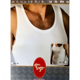 3 Canottiere uomo Fisafil a spalla larga in puro cotone liscio