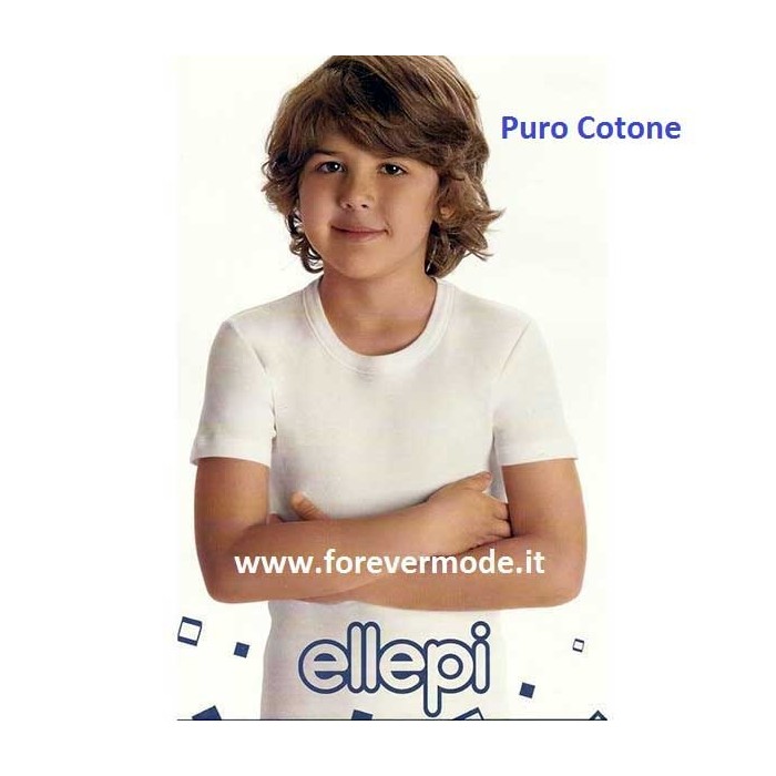 Maglia bambino Ellepi manica corta a girocollo in puro cotone non aderente