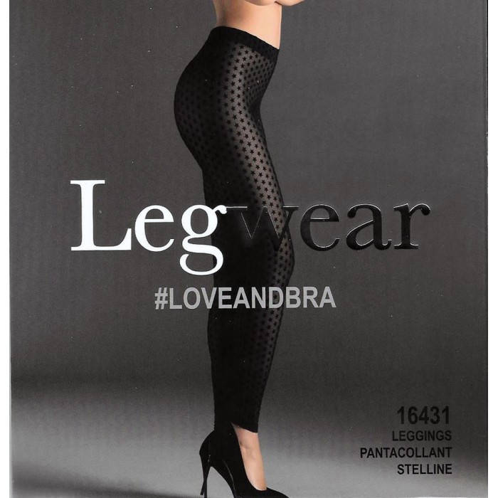 Leggings Love and Bra in trasgressivo e sexy tulle retato con stelline