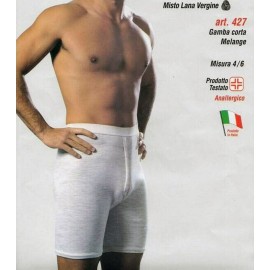 3 Mutande uomo Leable gamba corta in misto lana costina liscia con apertura 2
