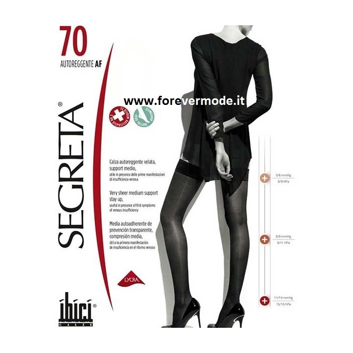 1 Paio Autoreggente donna Ibici Segreta 70 maglia a rete con balza in pizzo