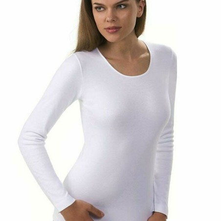 Maglia donna Antonella in cotone felpato con profili in cotone