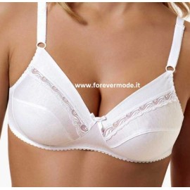 Reggiseno donna SieLei Falk in cotone senza ferretto con inserto ricamato