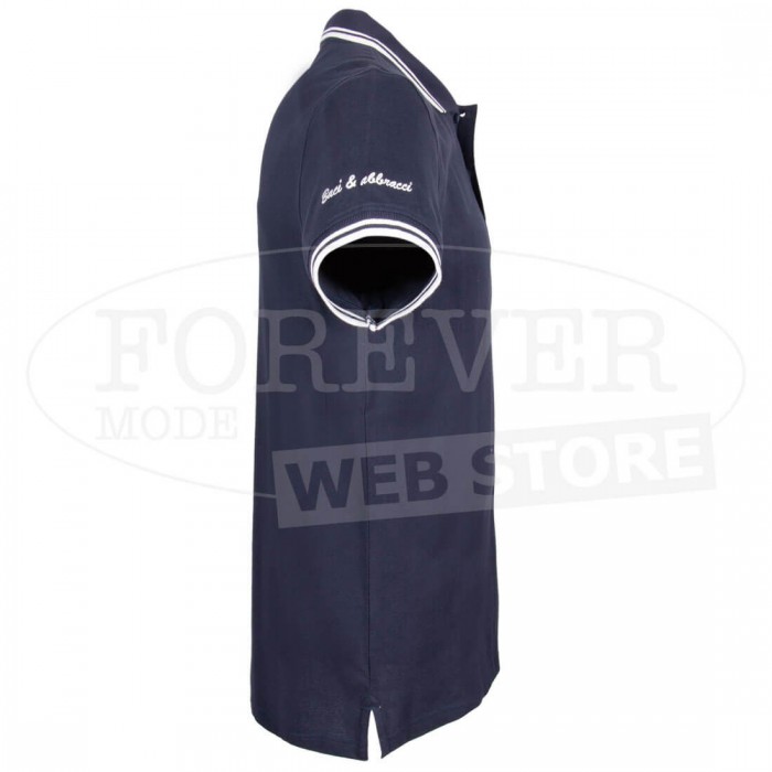 Polo uomo Baci & Abbracci, logo frontale scritta collo e manica