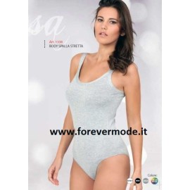 Body donna Egi spalla stretta in cotone modal elastici tubolari