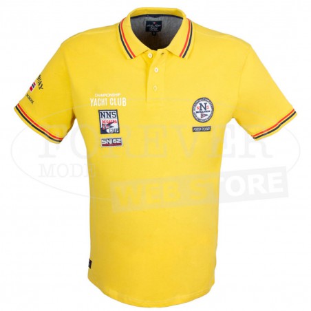 Polo uomo Scuola Nautica in cotone piquet con loghi ricamati