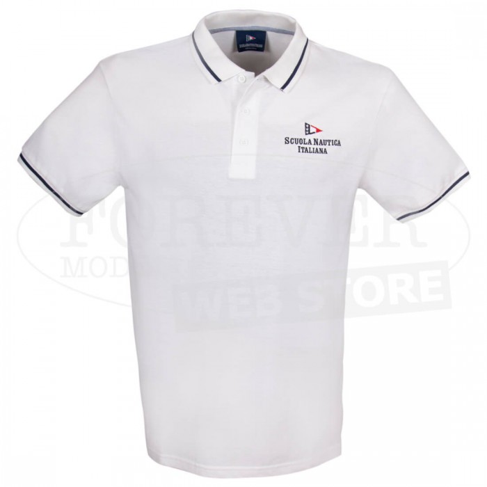 Polo uomo Scuola Nautica Italiana in cotone piquet con logo ricamato