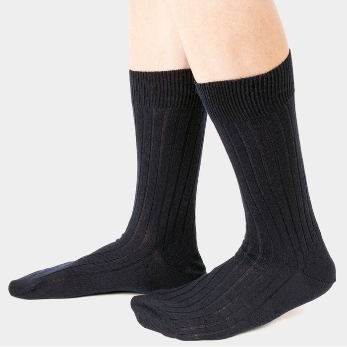 6 Paia di Calze uomo Ciocca corte peso medio in pura lana superwash a costa media