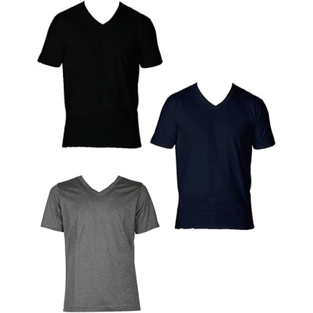 3 T-shirt uomo Coveri manica corta con scollo V in caldo cotone felpato invernale