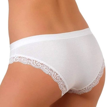 3 Slip donna Jadea vita bassa in cotone con pizzo nelle sgambature