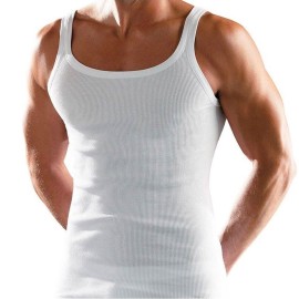 3 Canottiere uomo Henri a spalla stretta in puro cotone a costine