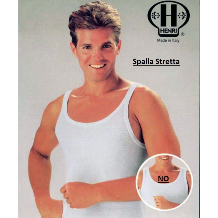 3 Canottiere da uomo Henri a spalla stretta in puro cotone rasato aderente