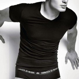 T-shirt uomo Armata di Mare manica corta con scollo a V in cotone elasticizzato