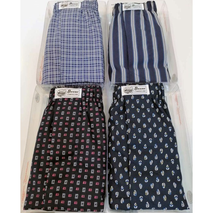 Boxer uomo Fulcini in cotone popeline fantasia cravatta con apertura