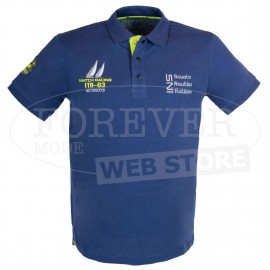 Polo uomo Scuola Nautica con loghi frontali, sulle maniche e scritta dietro