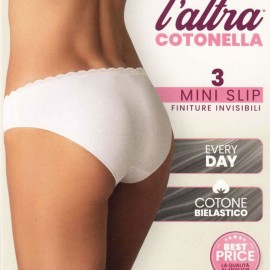 3 Slip donna Cotonella Mini in cotone a vita bassa con vita in pizzo 2