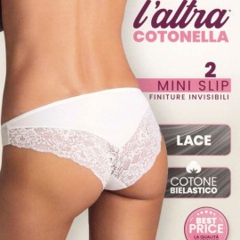 2 Slip donna Cotonella Mini in cotone con inserti di pizzo dietro 2