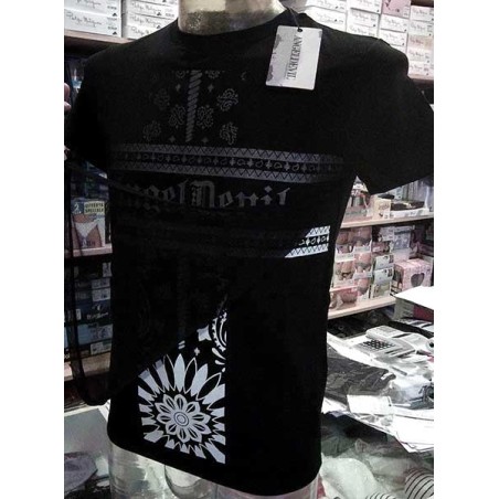 T-shirt uomo Angel Devil manica corta a girocollo con stampa logo e retina