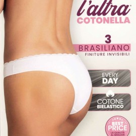 6 Brasiliane Cotonella in cotone con finiture invisibile e girovita pizzo