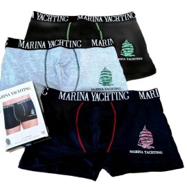 6 Boxer uomo Marina Yachting in cotone elasticizzato con elastico esterno loggato