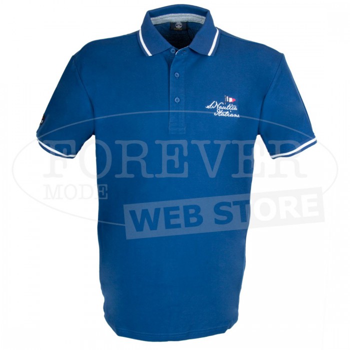 Polo uomo Scuola Nautica in cotone piquet con logo ricamato