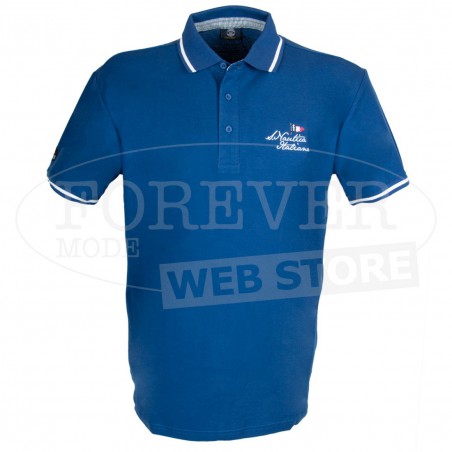 Polo uomo Scuola Nautica in cotone piquet con logo ricamato
