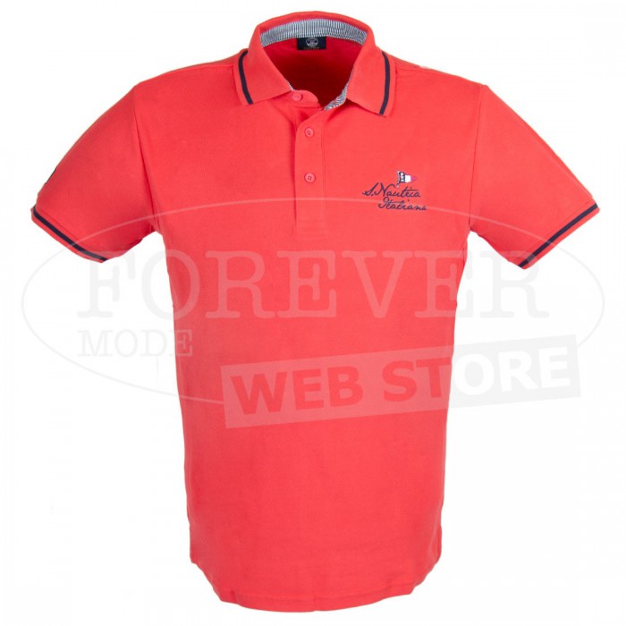 Polo uomo Scuola Nautica in cotone piquet con logo ricamato