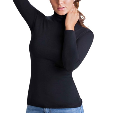 Maglia donna Cotonella manica lunga con collo dolcevita in cotone garzato