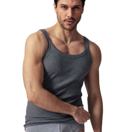 4 Canottiere uomo Oltremare spalla stretta in cotone a costina