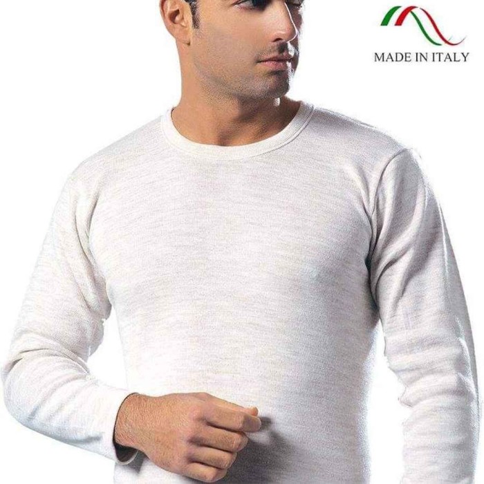 3 T-shirt uomo Leable manica lunga a girocollo in caldo misto lana melange