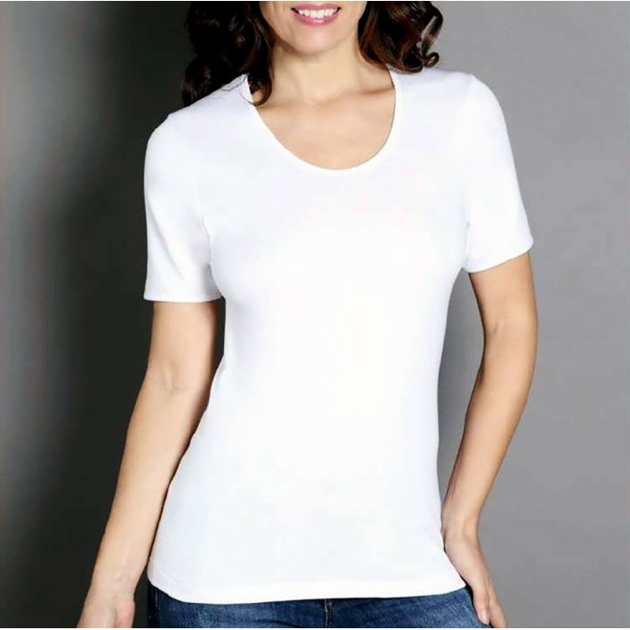 3 T-shirt donna GR manica corta a girocollo in caldo cotone con profilo in cotone
