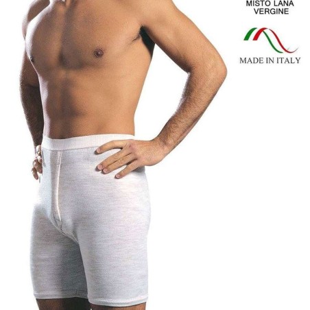 3 Mutande uomo Leable gamba corta in misto lana costina liscia con apertura