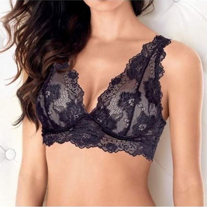 Reggiseno Lormar Bralette tutto pizzo con coppe push up invisibili gel