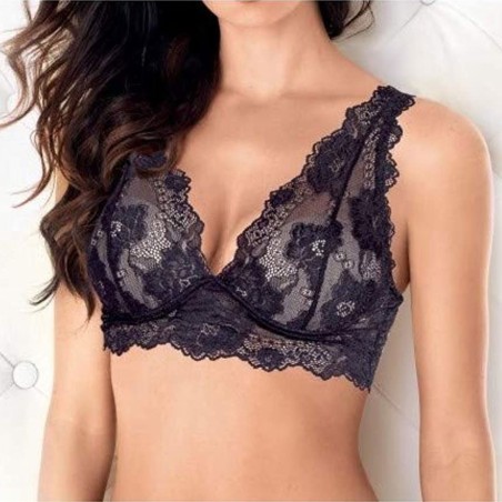 Reggiseno Lormar Bralette tutto pizzo con coppe push up invisibili gel
