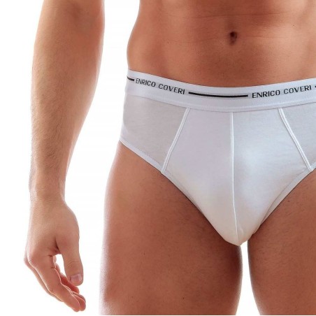 3 Slip uomo Enrico Coveri in cotone con elastico esterno logato