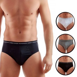 3 Slip uomo Enrico Coveri in cotone con elastico esterno logato