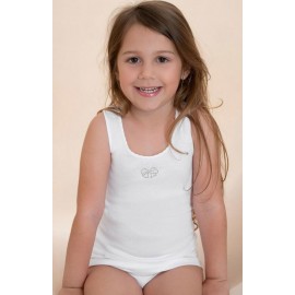 3 Canottiere bambina Antonella spalla larga in cotone con ricamo