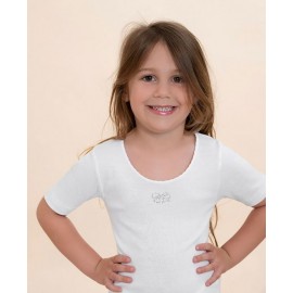 3 Maglie bambina Antonella manica corta in cotone con ricamo