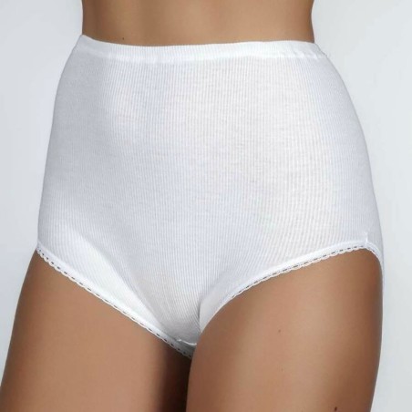 6 Slip culotte donna Moretta in cotone costina, sgambature pizzo