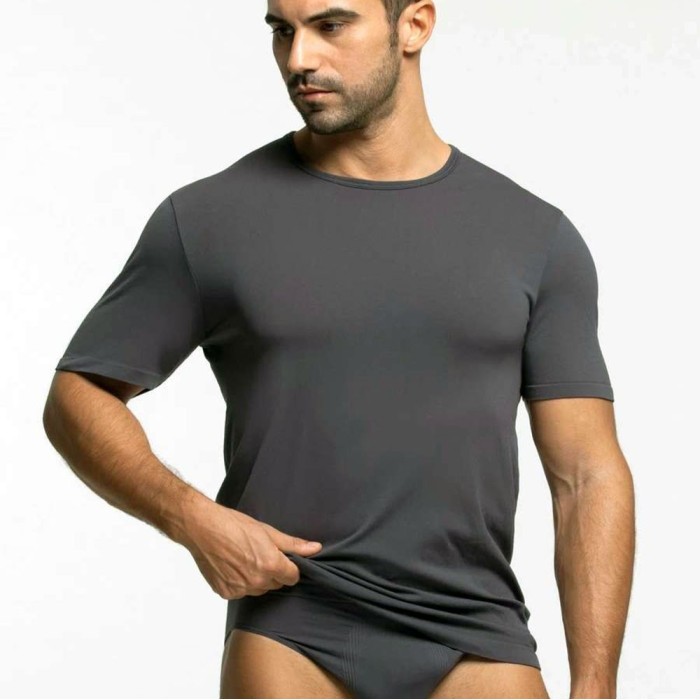 2 T-shirt uomo Pompea manica corta a girocollo in microfibra elasticizzata