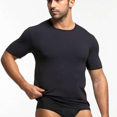 2 T-shirt uomo Pompea manica corta a girocollo in microfibra elasticizzata