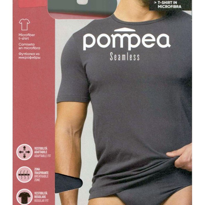 T-shirt uomo Pompea manica corta a girocollo in microfibra elasticizzata