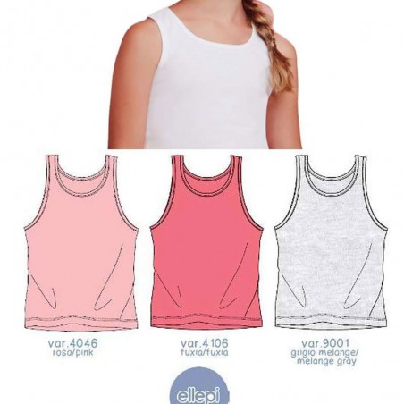 3 Canottiere bambina Ellepi a spalla larga in cotone elasticizzato aderente
